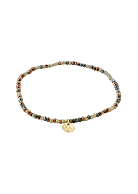 PILGRIM Grey, Brown & Gold Indie Bracelet by Pilgrim