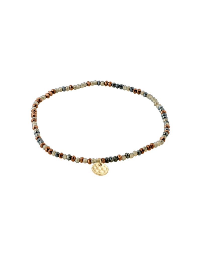 PILGRIM Grey, Brown & Gold Indie Bracelet by Pilgrim
