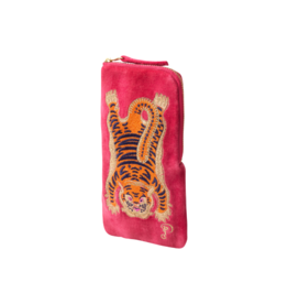Powder Design Ikat Tiger Fuchsia Velvet Sunglasses Pouch by Powder Designs