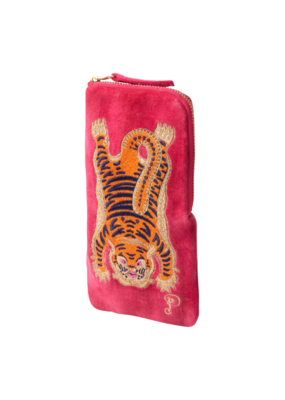 Powder Design Ikat Tiger Fuchsia Velvet Sunglasses Pouch by Powder Designs