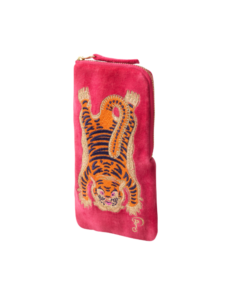 Powder Design Ikat Tiger Fuchsia Velvet Sunglasses Pouch by Powder Designs