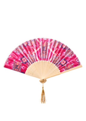 Powder Design Ikat Tigers Fuchsia Satin Fan by Powder Designs