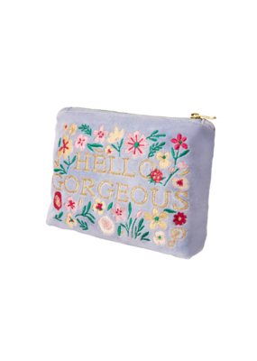 Powder Design Denim Hello Gorgeous Small Velvet Mini Pouch by Powder Designs