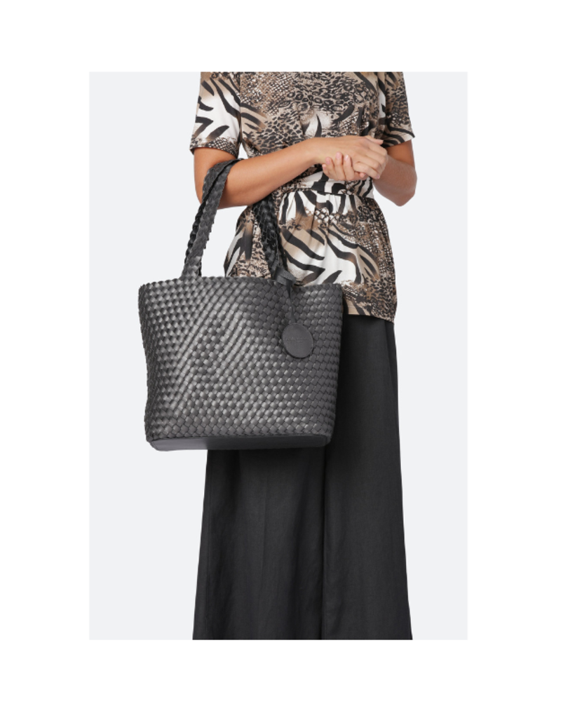 Ilse Jacobsen Tote Bag in Black Gun Metal Solid by Ilse Jacobsen