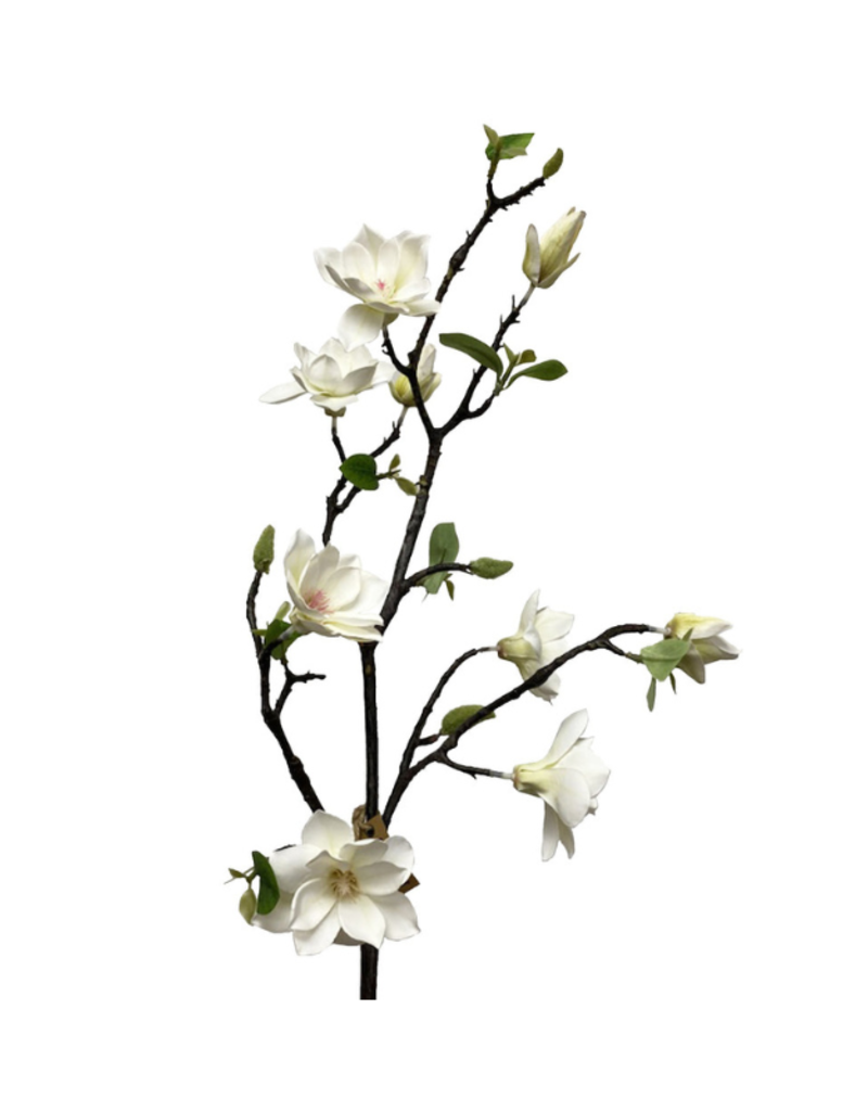 Small Magnolia Flower Spray White 40"