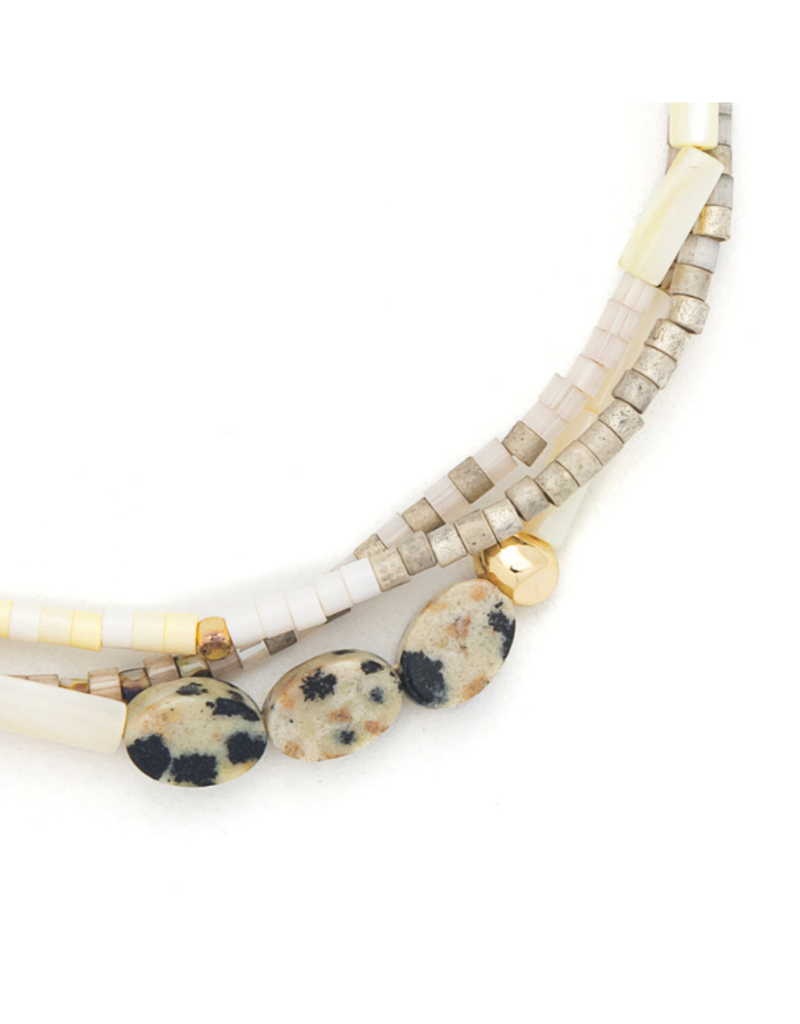 Scout Stone of Joy Dalmatian Jasper & Gold Mixed Media Bracelet by Scout