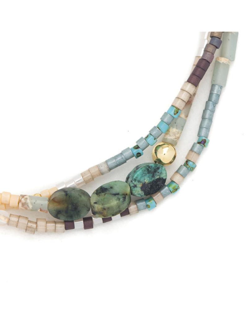 Scout Stone of Transformation African Turquoise & Gold Mixed Media Bracelet by Scout