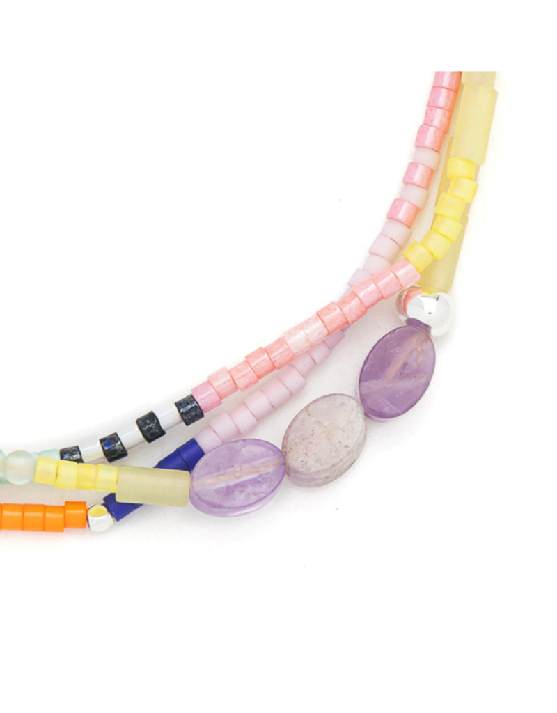 Scout Stone of Protection Amethyst & Silver Mixed Media Bracelet by Scout