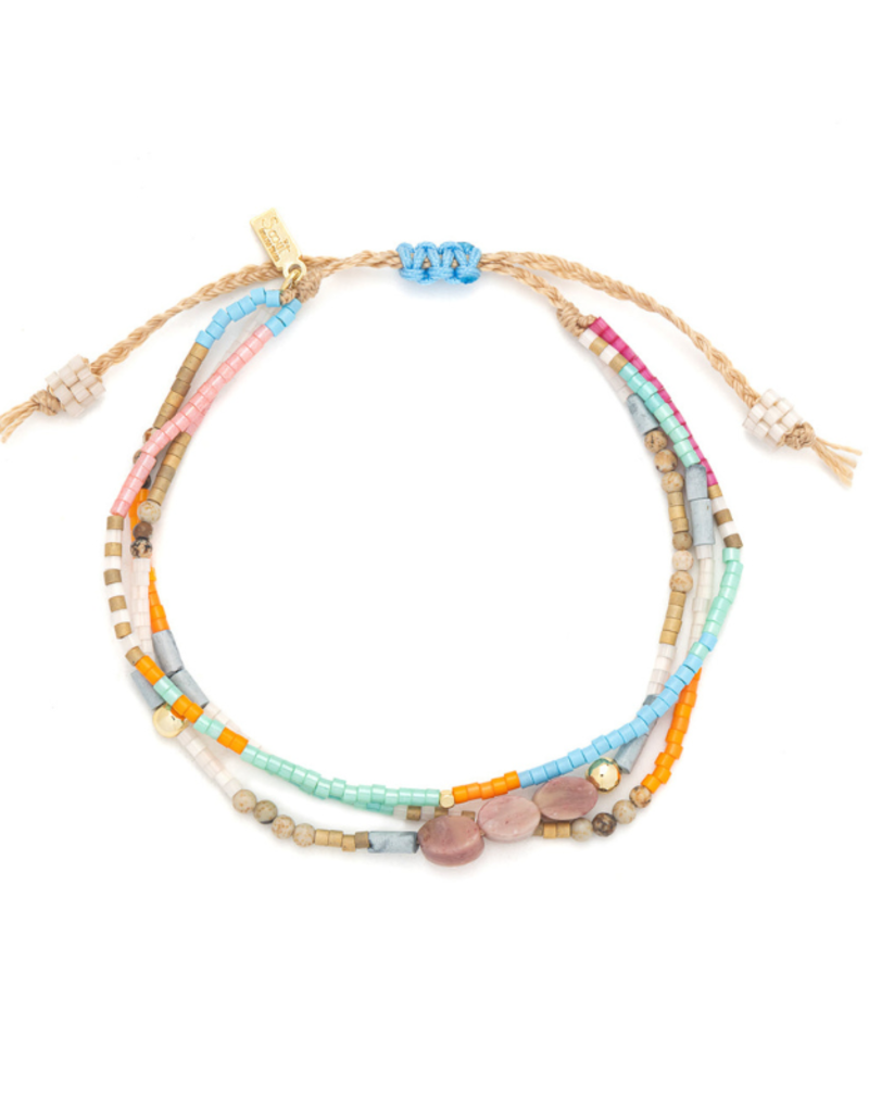Scout Stone of Love Rhodochrosite & Gold Mixed Media Bracelet by Scout