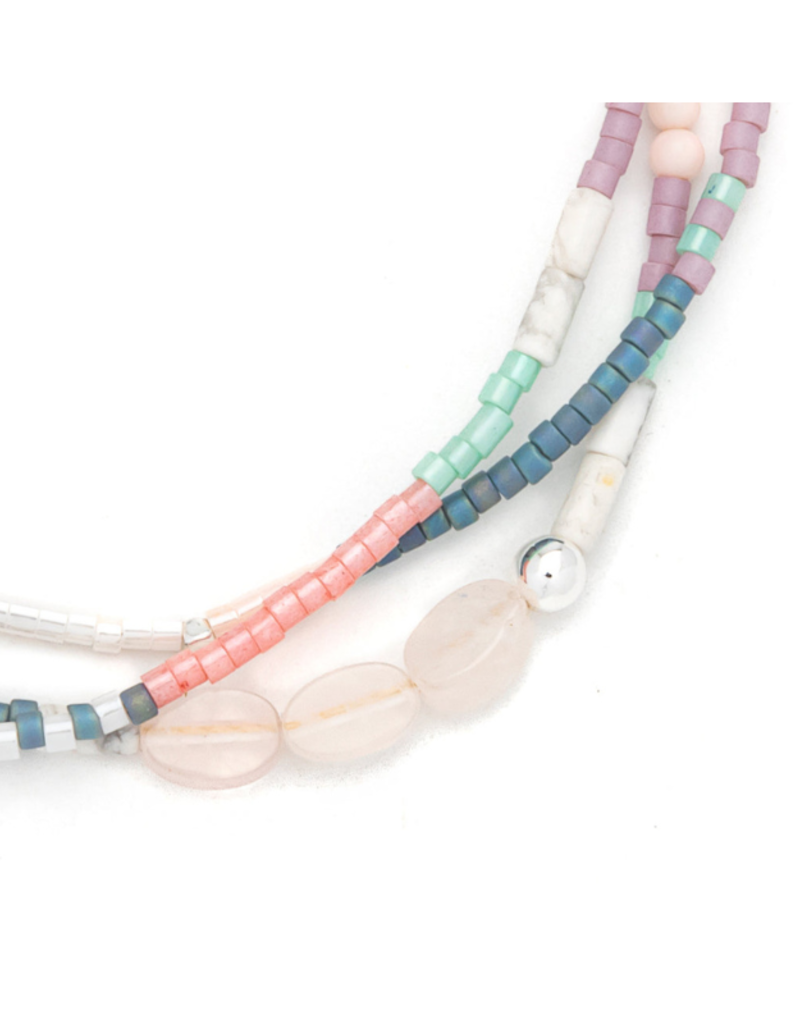 Scout Stone of the Heart Rose Quartz & Silver Mixed Media Bracelet by Scout