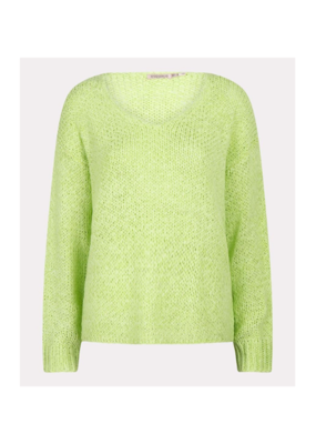 Esqualo Tape Yarn V-Neck Sweater in Apple by Esqualo