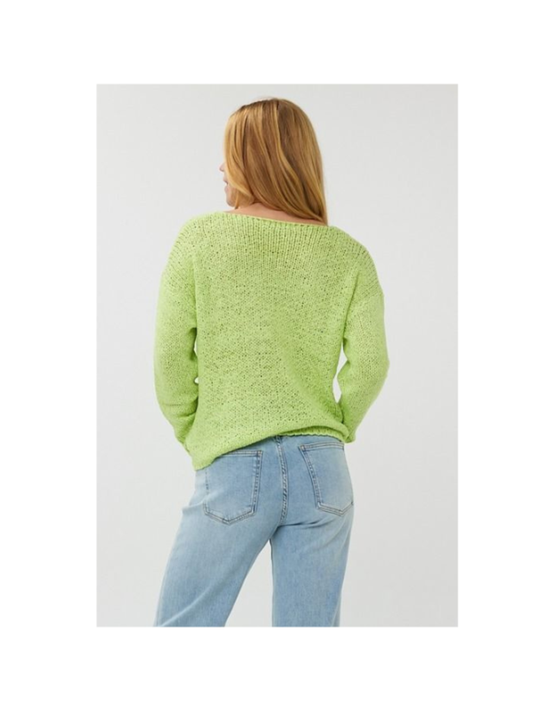 Esqualo Tape Yarn V-Neck Sweater in Apple by Esqualo