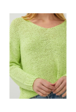 Esqualo Tape Yarn V-Neck Sweater in Apple by Esqualo