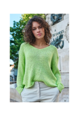 Esqualo Tape Yarn V-Neck Sweater in Apple by Esqualo