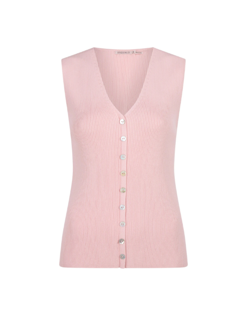 Esqualo Sleeveless V-Neck Top in Light Chalk Pink by Esqualo