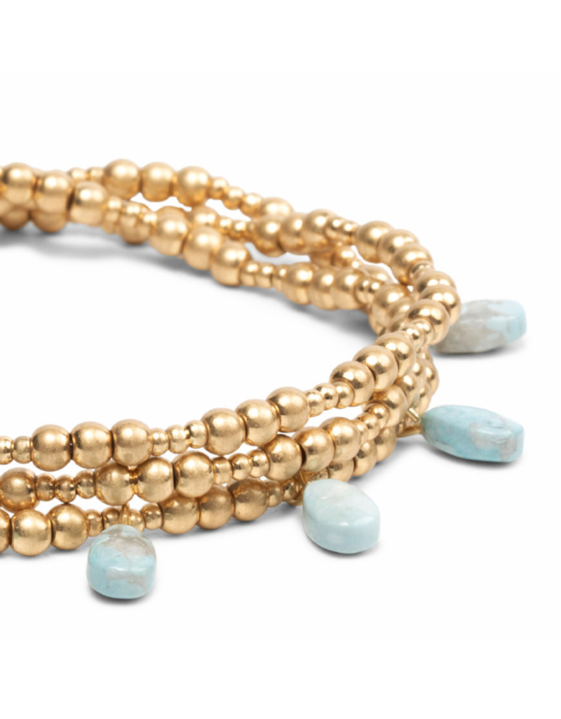 Scout Timeless Blue Howlite Gold Metal Wrap Bracelet by Scout