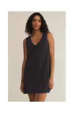 Z Supply Sloane Jersey V-neck Mini Dress in Black by Z Supply