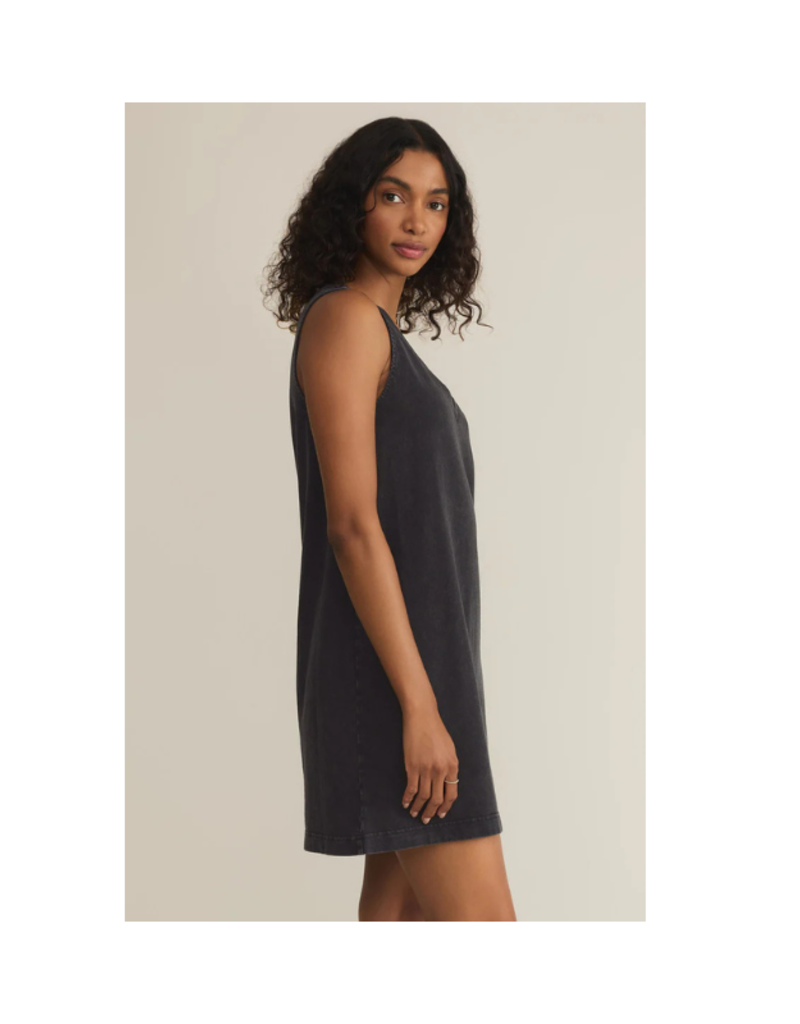Z Supply Sloane Jersey V-neck Mini Dress in Black by Z Supply