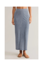 Z Supply Gail Denim Jersey Midi Skirt in Medium Indigo by Z Supply