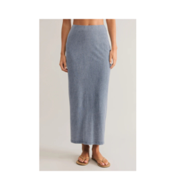 Z Supply Gail Denim Jersey Midi Skirt in Medium Indigo by Z Supply