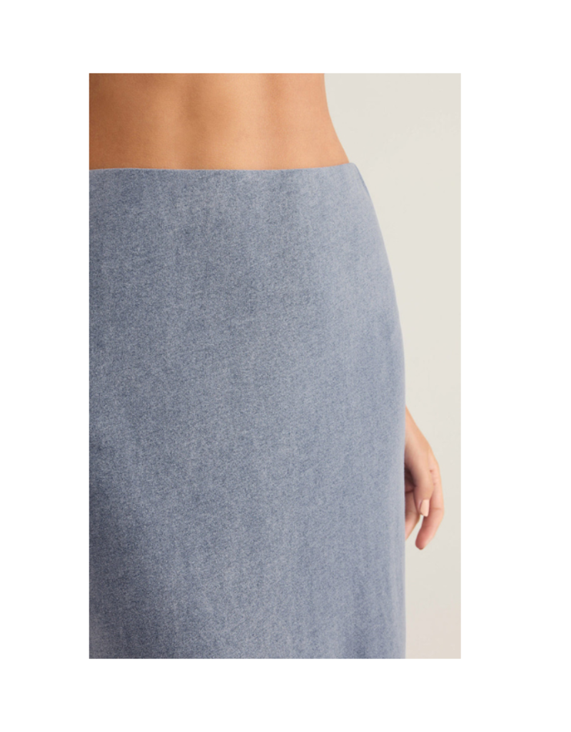 Z Supply Gail Denim Jersey Midi Skirt in Medium Indigo by Z Supply