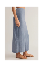 Z Supply Gail Denim Jersey Midi Skirt in Medium Indigo by Z Supply