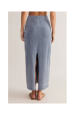 Z Supply Gail Denim Jersey Midi Skirt in Medium Indigo by Z Supply