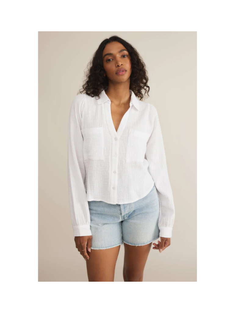 Z Supply Campo Button Up GauzeTop in White by Z Supply