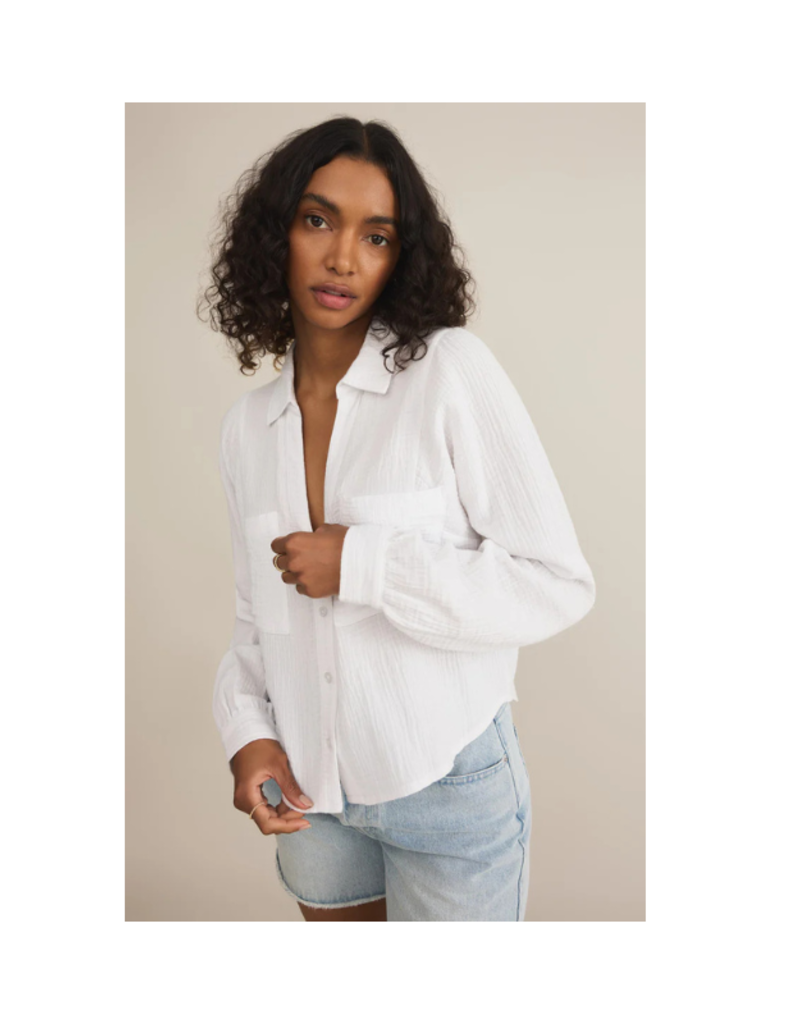 Z Supply Campo Button Up GauzeTop in White by Z Supply
