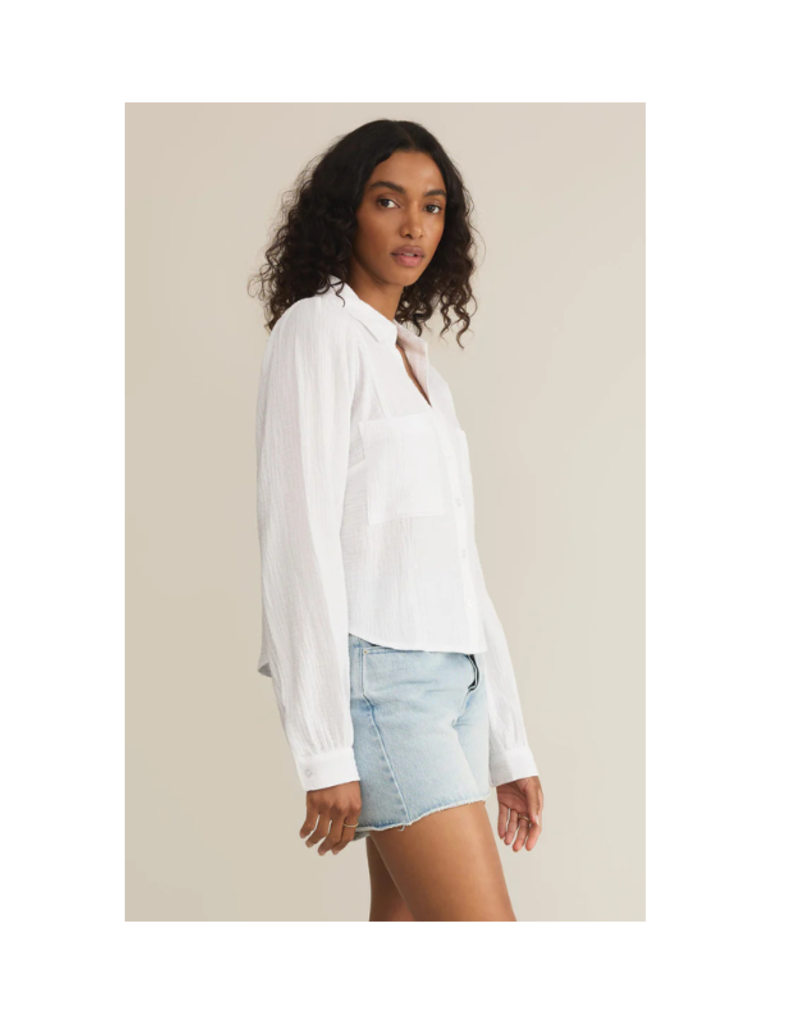 Z Supply Campo Button Up GauzeTop in White by Z Supply
