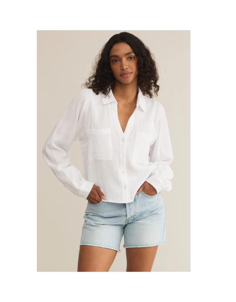 Z Supply Campo Button Up GauzeTop in White by Z Supply