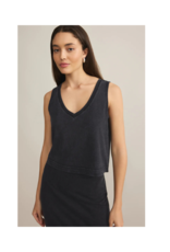 Z Supply Sloane Jersey V-Neck Top in Black by Z Supply