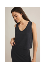 Z Supply Sloane Jersey V-Neck Top in Black by Z Supply