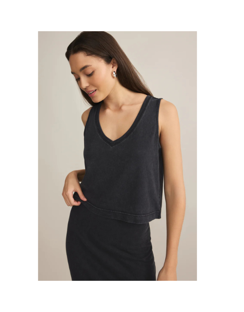 Z Supply Sloane Jersey V-Neck Top in Black by Z Supply