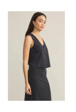 Z Supply Sloane Jersey V-Neck Top in Black by Z Supply