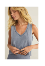 Z Supply Sloane V-Neck Denim Top in Medium Indigo by Z Supply