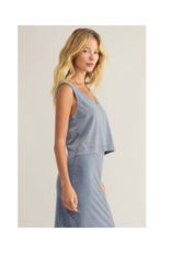 Z Supply Sloane V-Neck Denim Top in Medium Indigo by Z Supply
