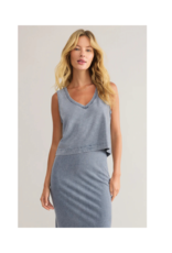 Z Supply Sloane V-Neck Denim Top in Medium Indigo by Z Supply