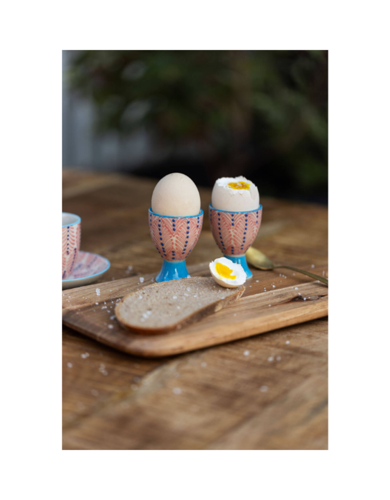Bright Blue & Red Egg Cup