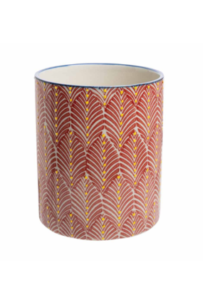 Red Patterned Utensil Holder