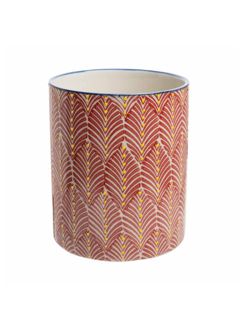 Red Patterned Utensil Holder