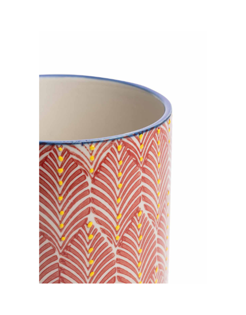 Red Patterned Utensil Holder
