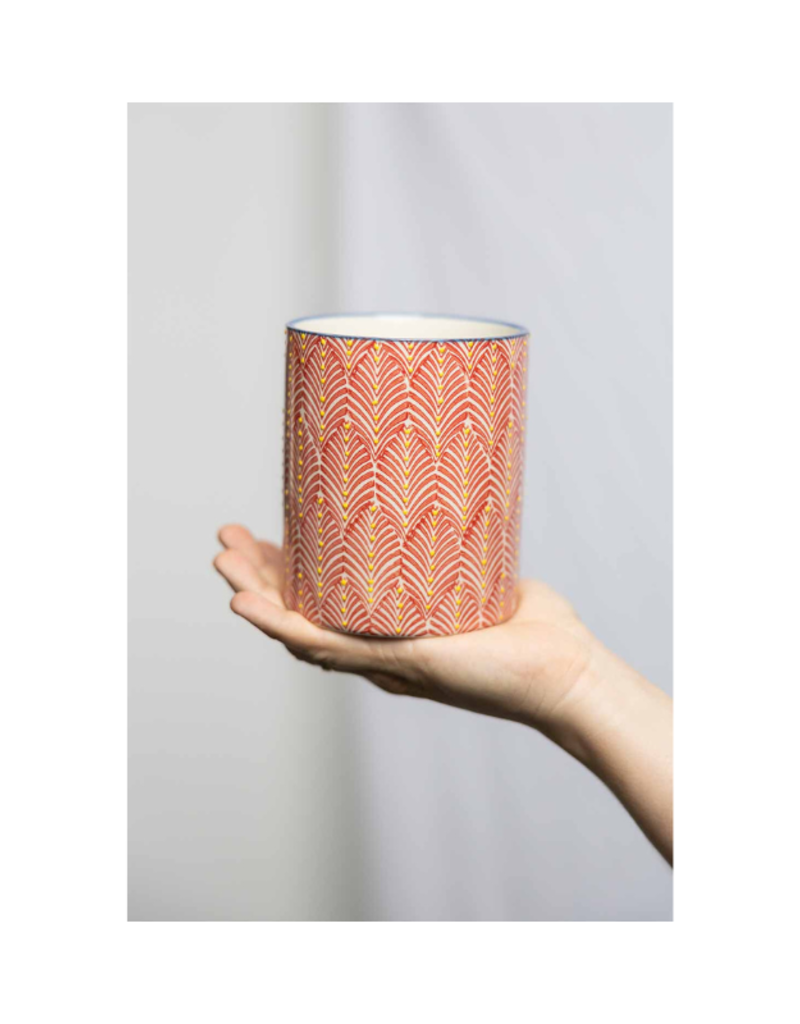 Red Patterned Utensil Holder