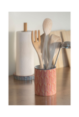 Red Patterned Utensil Holder