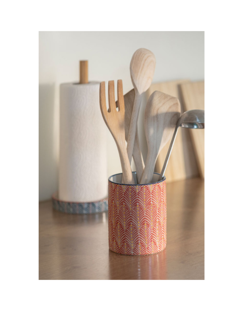 Red Patterned Utensil Holder