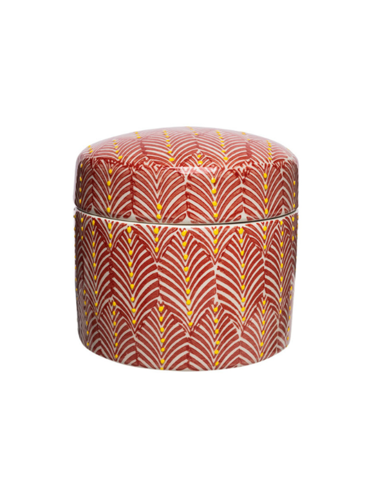 Red Patterned Canister