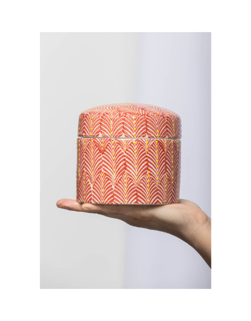 Red Patterned Canister