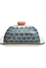 Blue Patterned Butter Dish