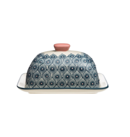 Blue Patterned Butter Dish