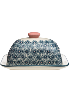 Blue Patterned Butter Dish